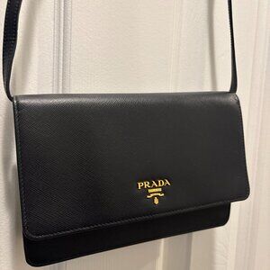 Prada Saffiano Leather Wallet/ Cross body purse- New in box